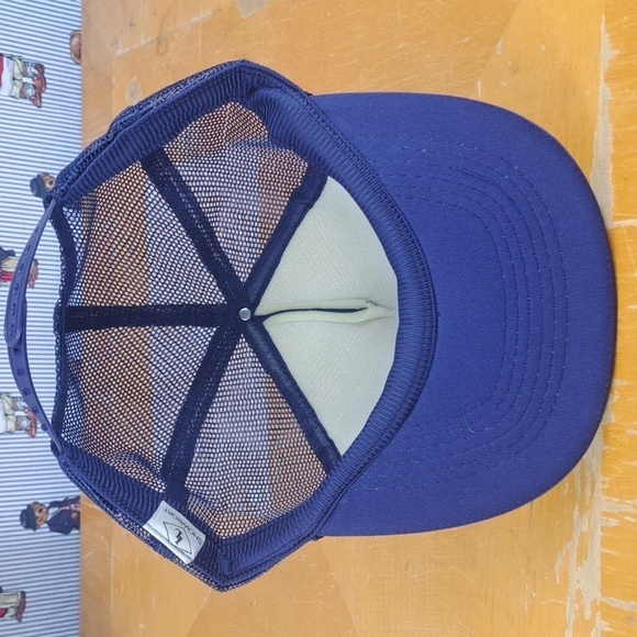 Vintage 80s foam mesh trucker funny golf graphic blue & yellow snapback hat - Picture 6 of 7